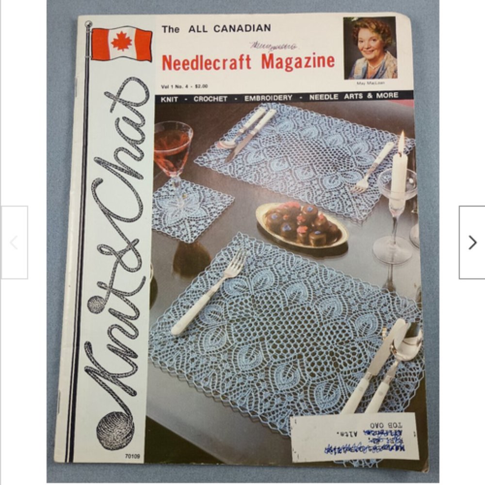 1981 Knit&Chat Magazine Embroidery Transfer Patterns:Crochet Wedding Gown+Bikini